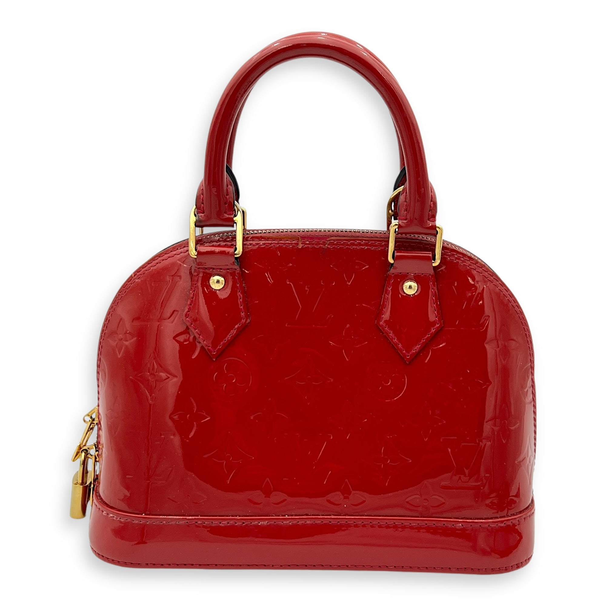 Louis Vuitton Alma BB Red Top Handle Bag in Vernis, Gold hardware_2