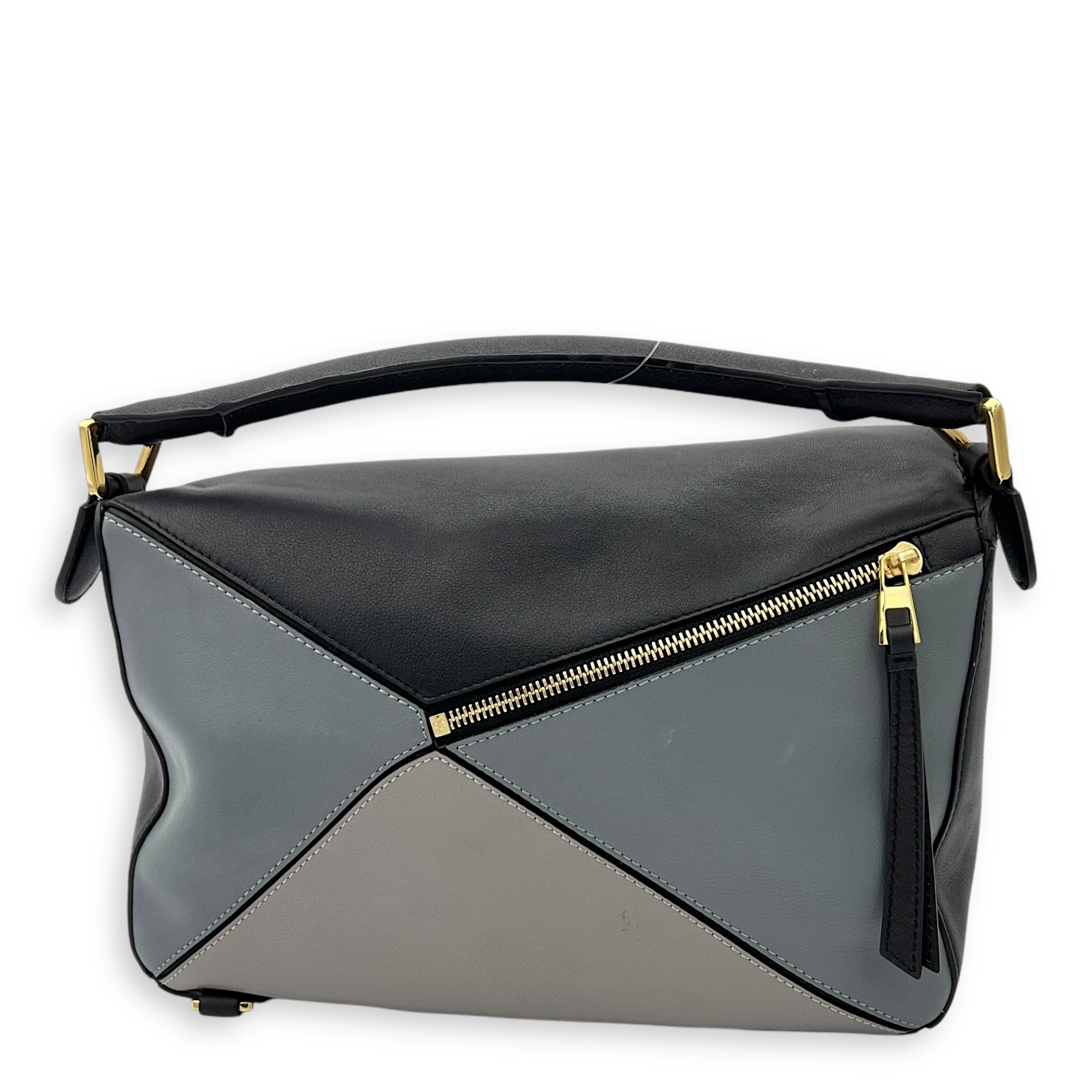 Loewe Puzzle Top Handle Bag Medium Grey in Calfskin, Gold hardware_2