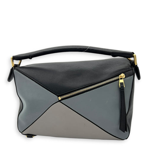 Loewe Puzzle Top Handle Bag Medium Grey in Calfskin, Gold hardware_2