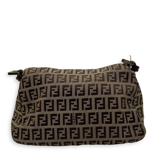 Fendi Baguette Crossbody Bag Brown in Jacquard, Gold hardware_2