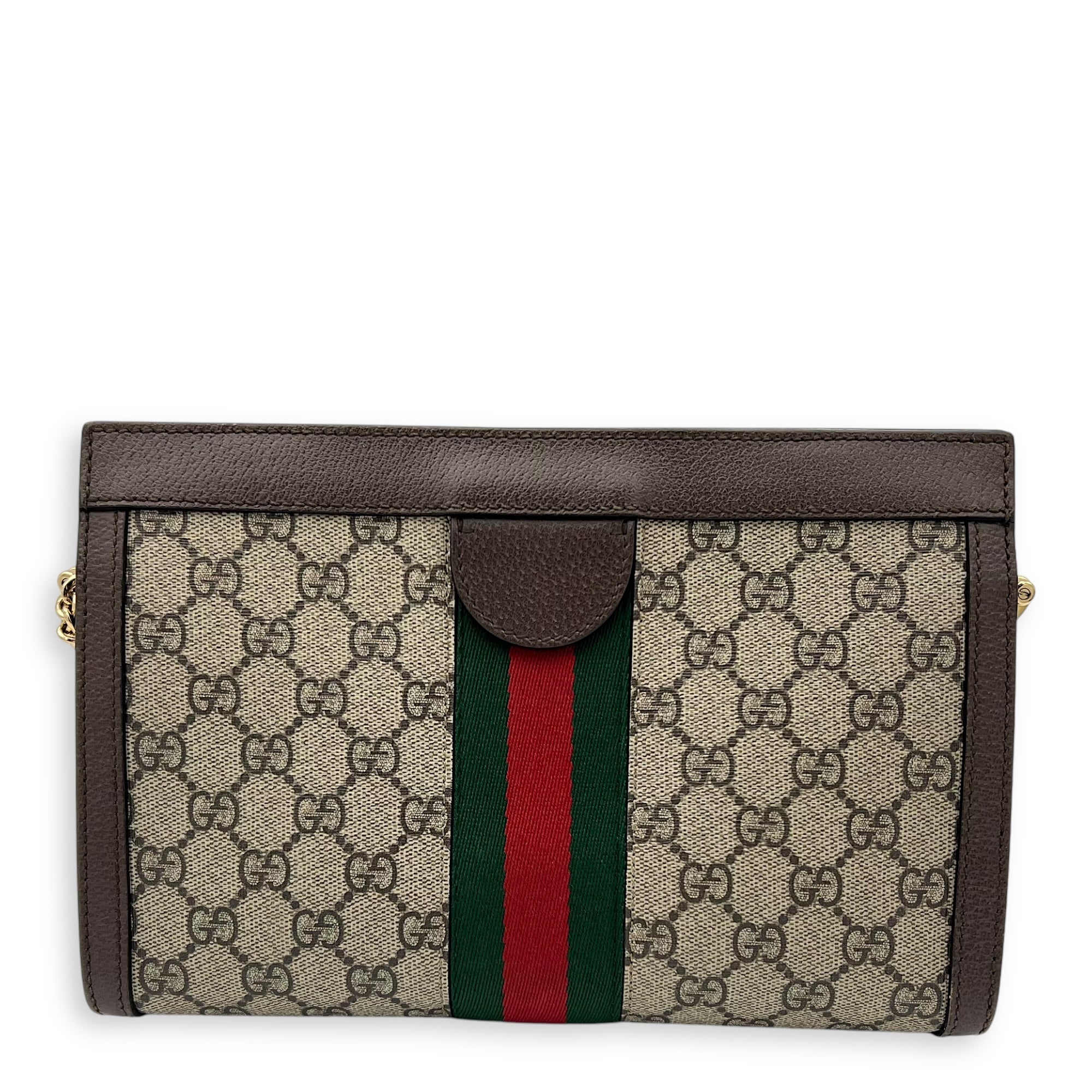 Gucci Ophidia Crossbody Bag Brown in Monogram Coated Canvas, Gold hardware_2