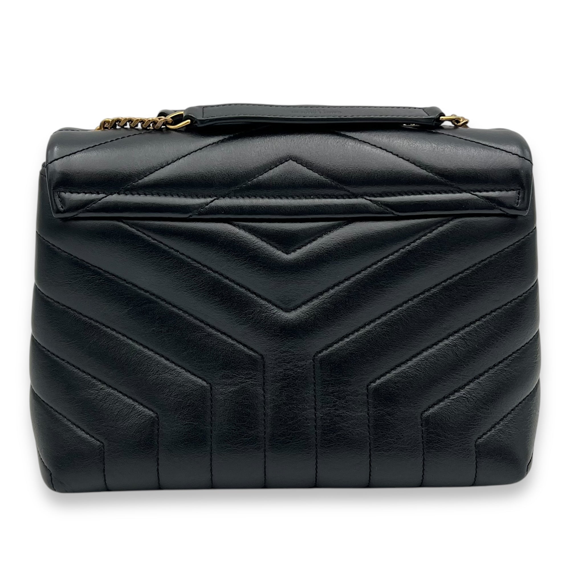 Saint Laurent Loulou Shoulder Bag Small Black in Calfskin, Gold hardware_2