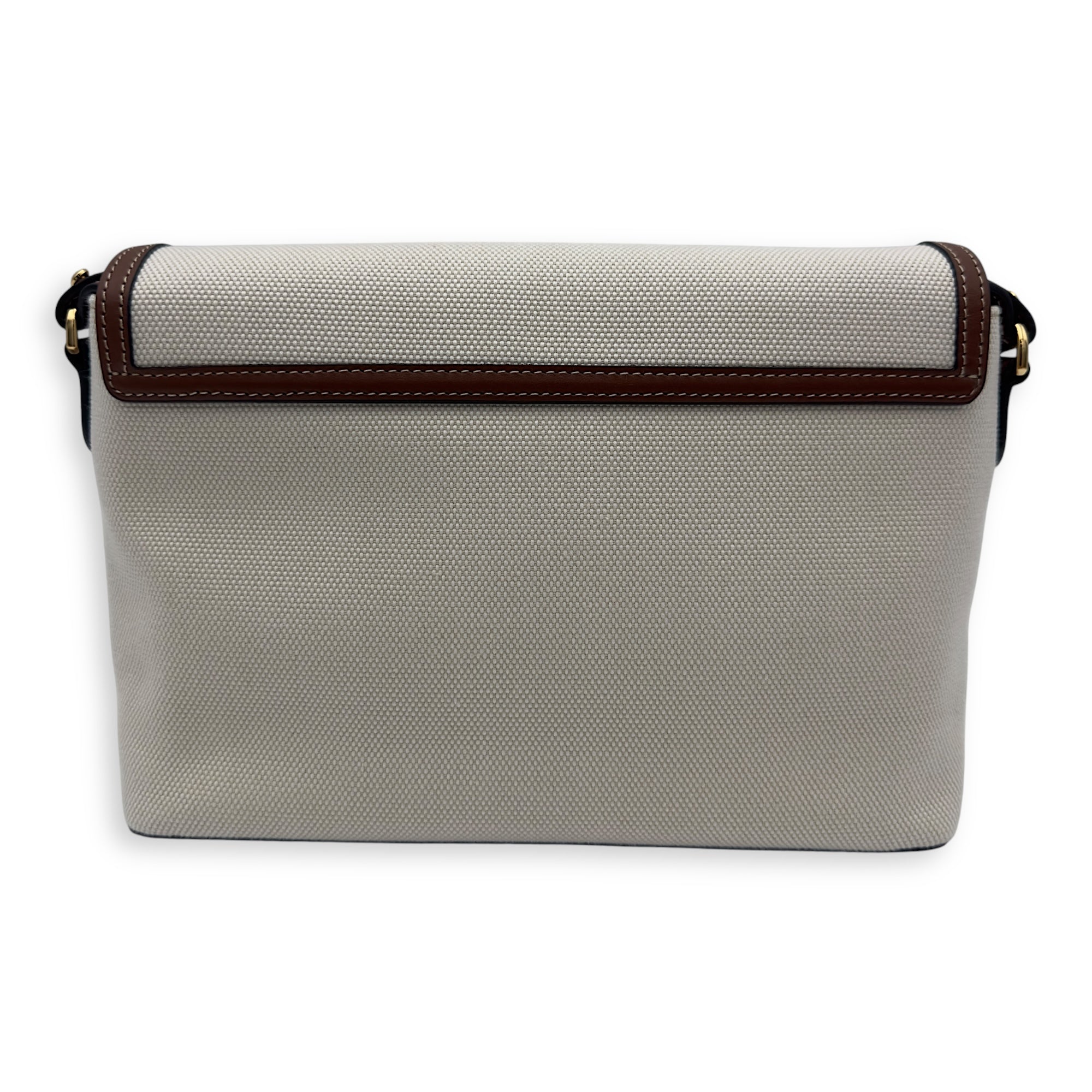 Burberry Horseferry Shoulder Bag White in Canvas, Gold hardware_2