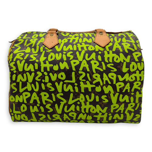 Louis Vuitton Stephen Sprouse Speedy 30 Green Top Handle Bag in Monogram Coated Canvas, Gold hardware_2