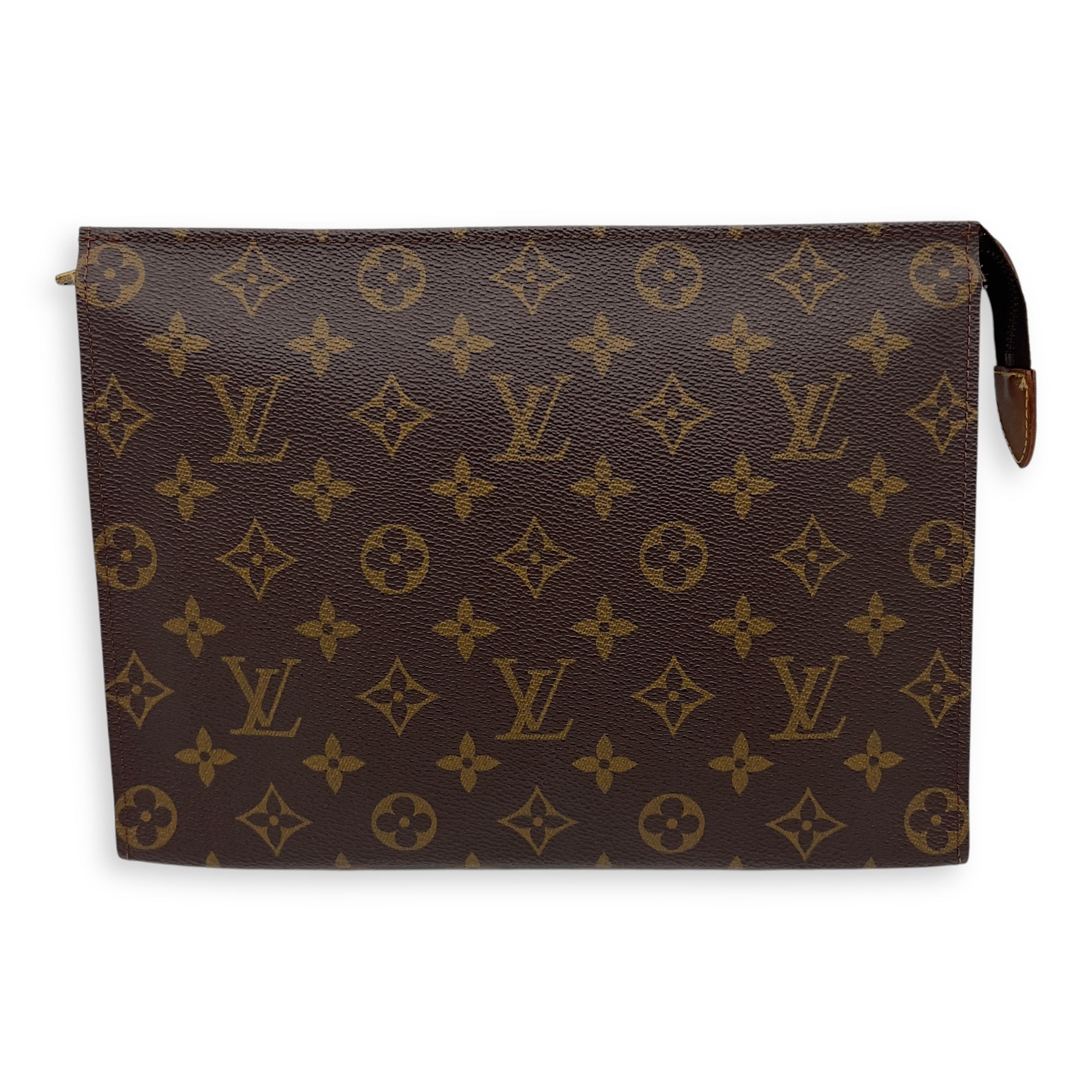 Louis Vuitton Pochette 26 Brown Pouch in Monogram Coated Canvas, Gold hardware_2