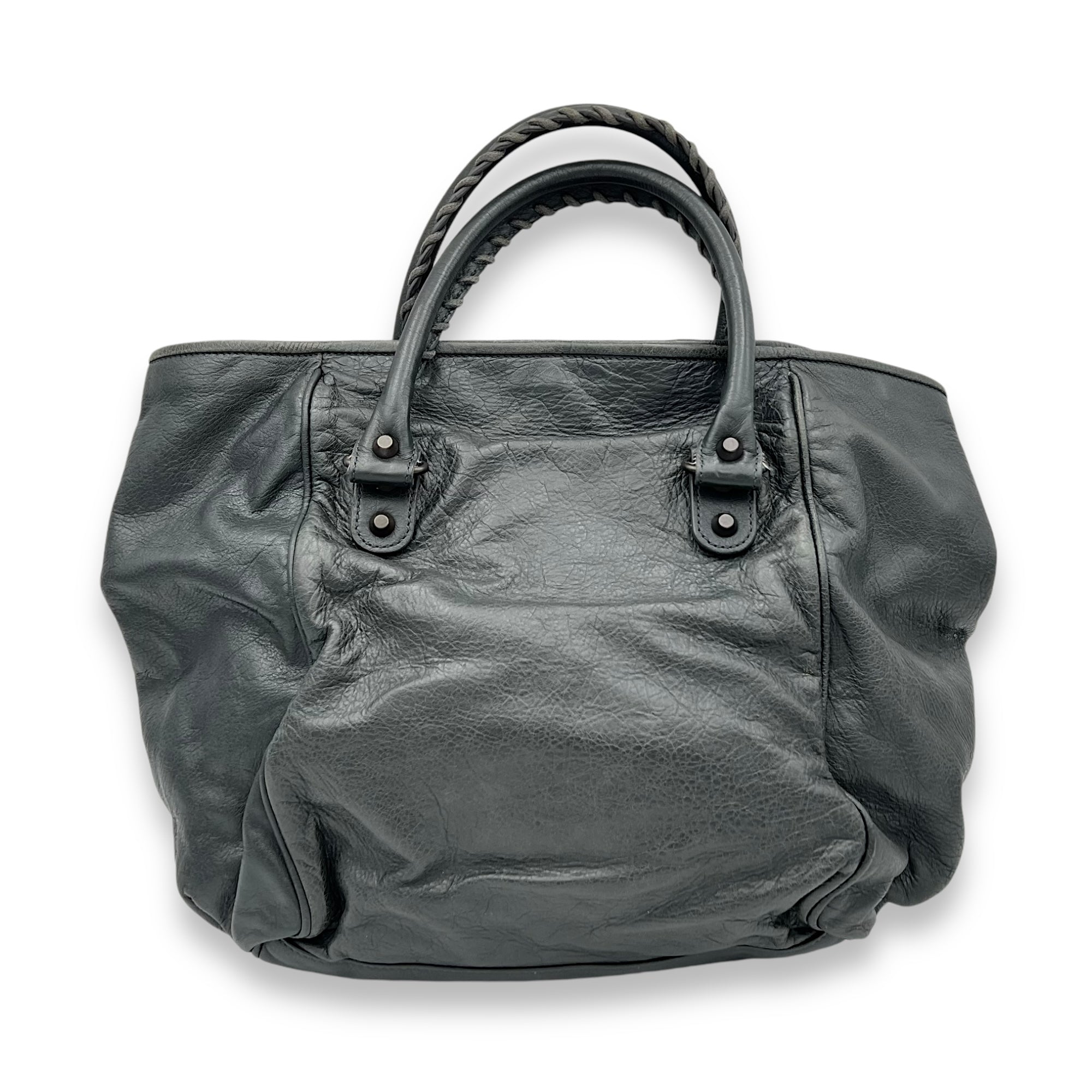 Balenciaga Sunday Top Handle Bag Grey in Lambskin, Ruthenium hardware_2