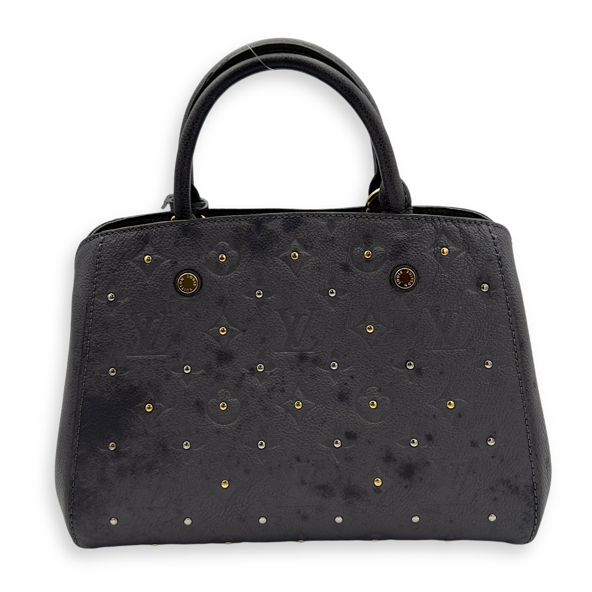 Louis Vuitton Montaigne Top Handle Bag BB Grey in Empreinte Leather, Gold hardware_2