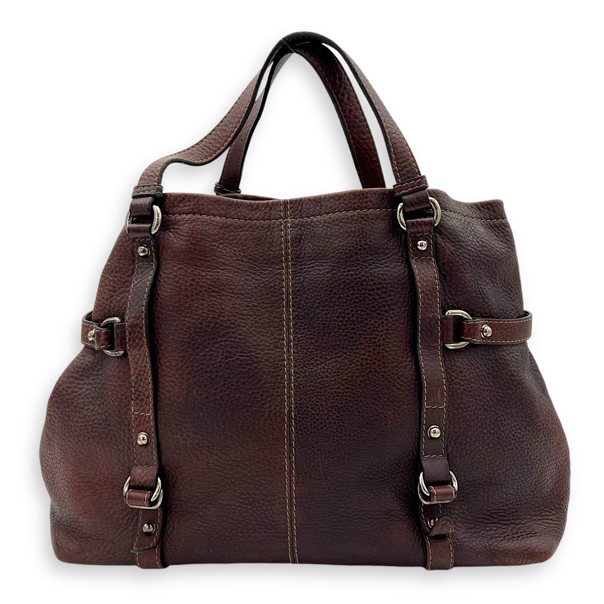 Gucci GG Tote Bag Brown in Calfskin, Silver hardware_2