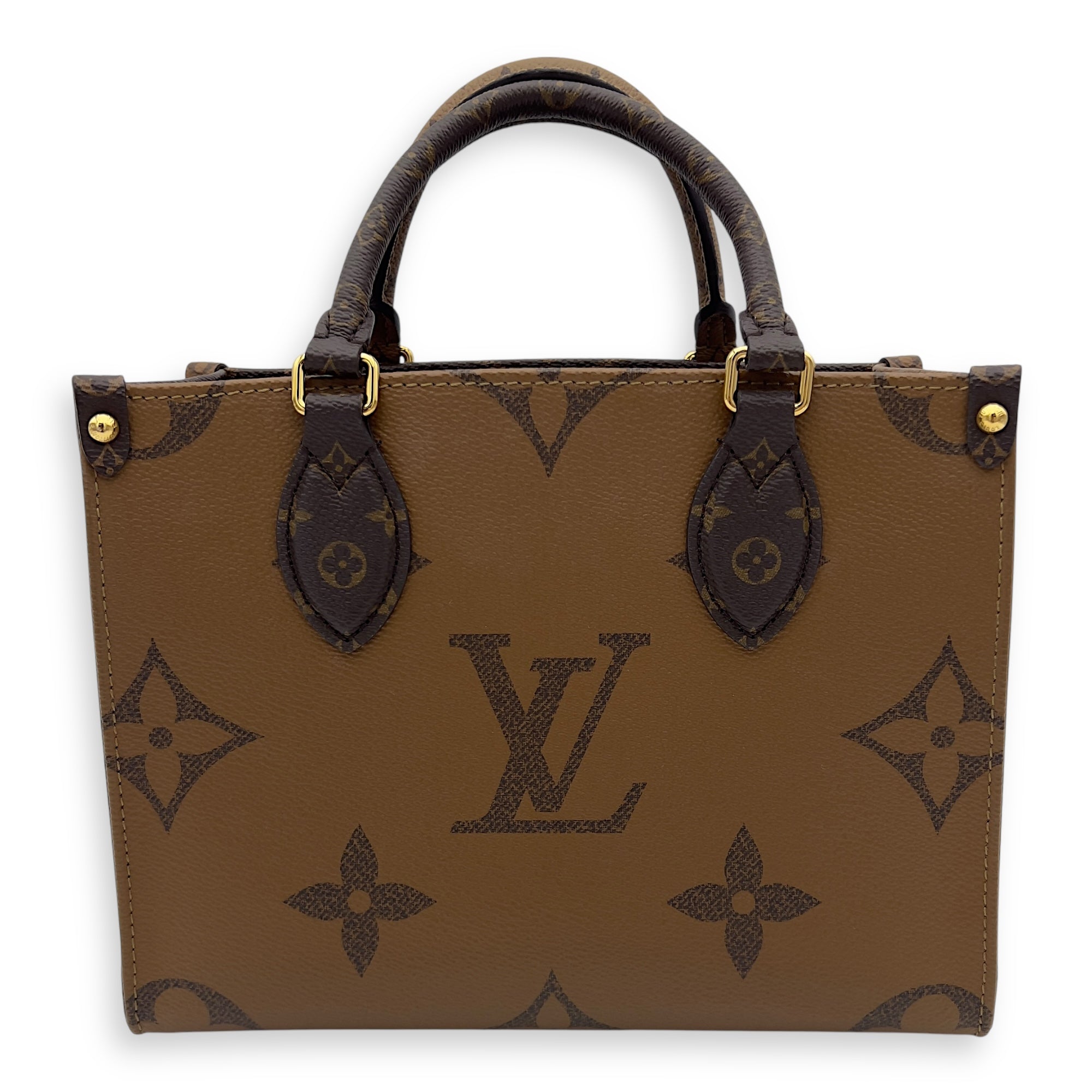 Louis Vuitton OnTheGo PM Brown Top Handle Bag in Coated Canvas, Gold hardware_2