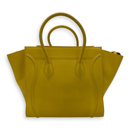 Celine Phantom Luggage Yellow Top Handle Bag in Calfskin, Gold hardware_2