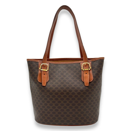 Celine Macadam Tote Bag Brown in Coated Canvas, Gold hardware_2