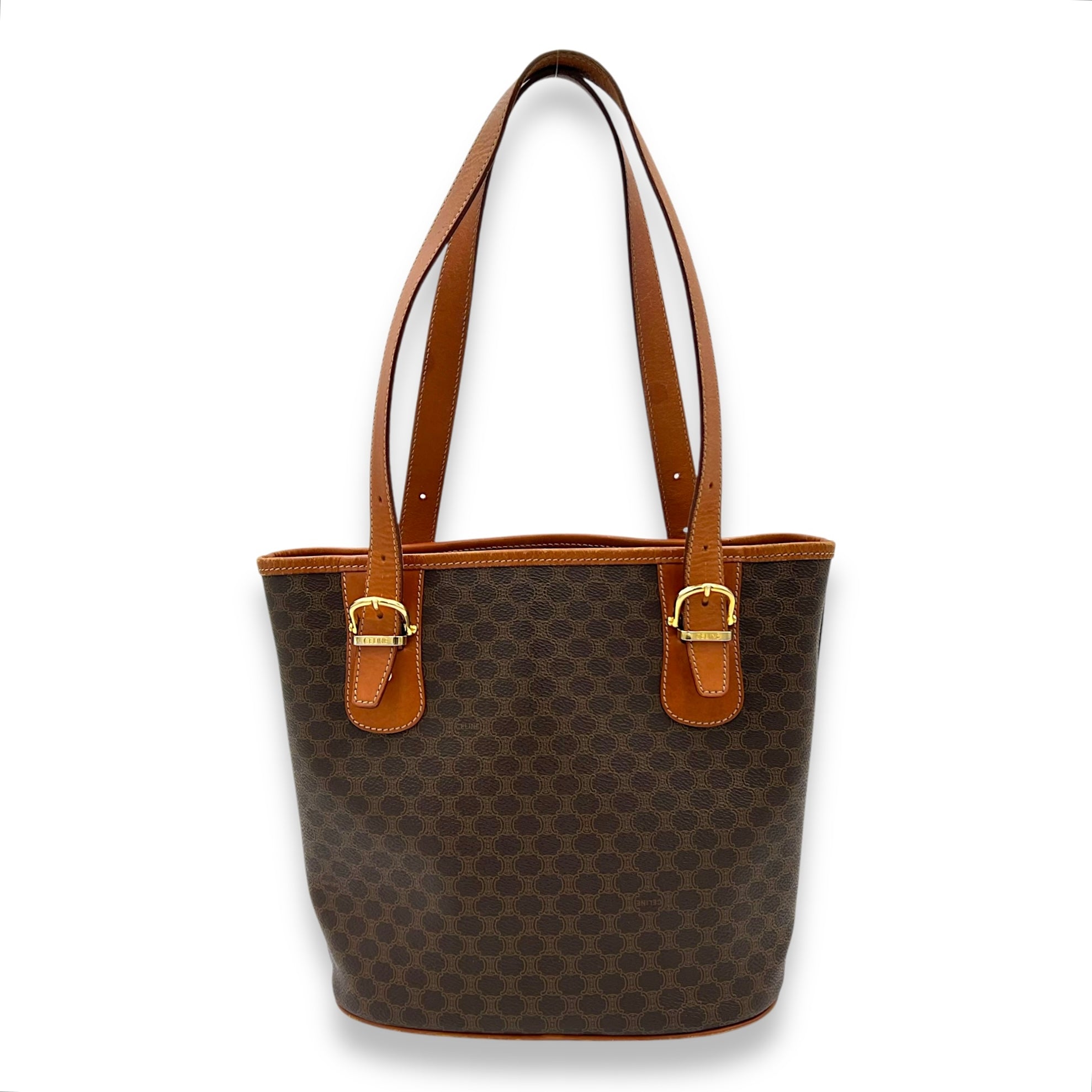 Celine Macadam Tote Bag Brown in Coated Canvas, Gold hardware_2