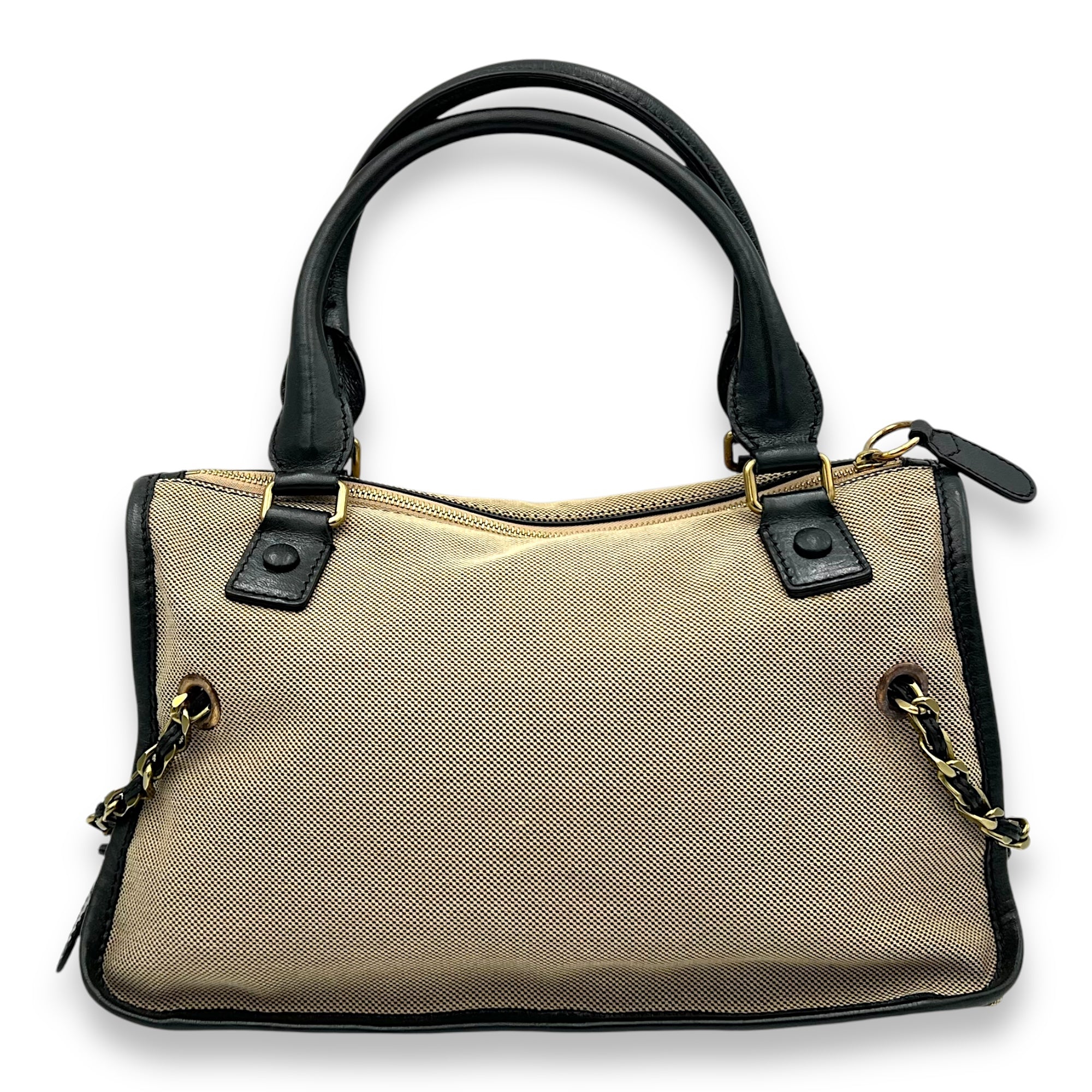 Chloé Haley Top Handle Bag Brown in Canvas, Gold hardware_2