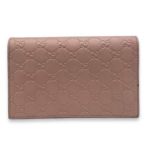 Gucci GG Bow Continental Pink Wallet On Chain in Guccissima Leather, Gold hardware_2