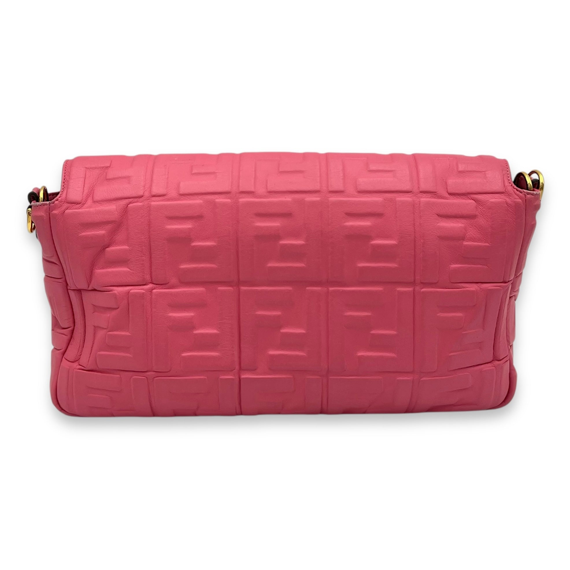 Fendi Baguette Shoulder Bag Pink in Calfskin, Gold hardware_2