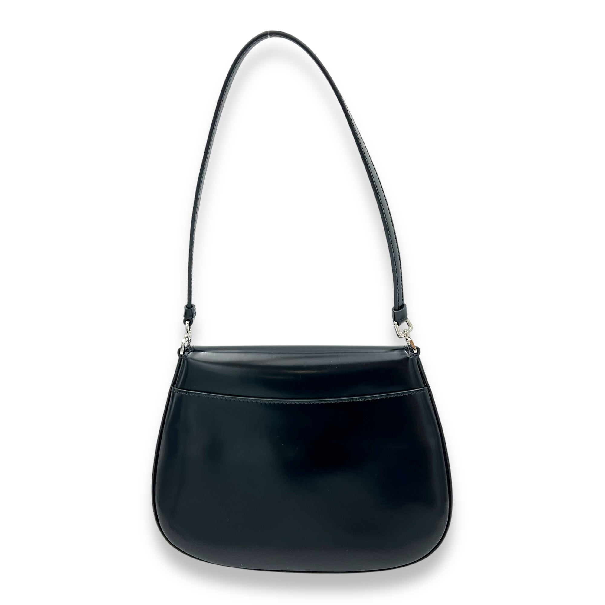 Prada Cleo Shoulder Bag Black in Calfskin, Silver hardware_2