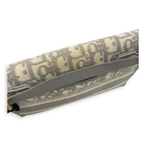 Christian Dior Saddle Belt Bag Grey in Jacquard, Gold hardware_9