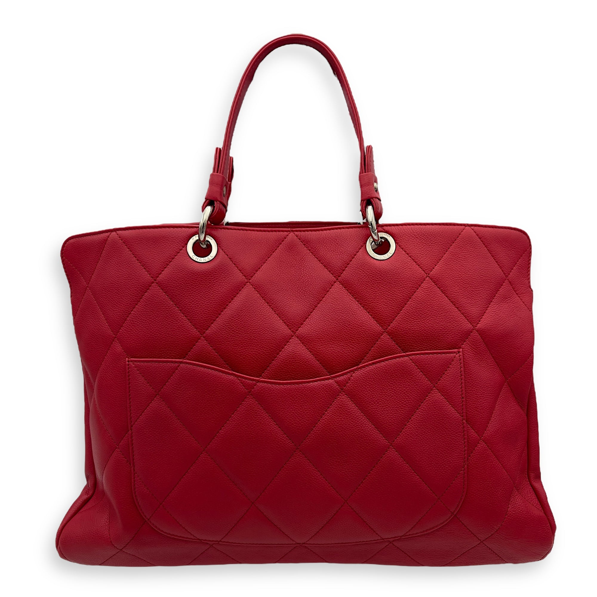 Chanel CC Tote Bag Red in Caviar Leather, Silver hardware_2