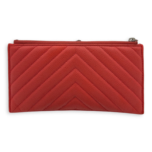 Chanel Chevron Wallet Long Pink in Calfskin, Silver hardware_1