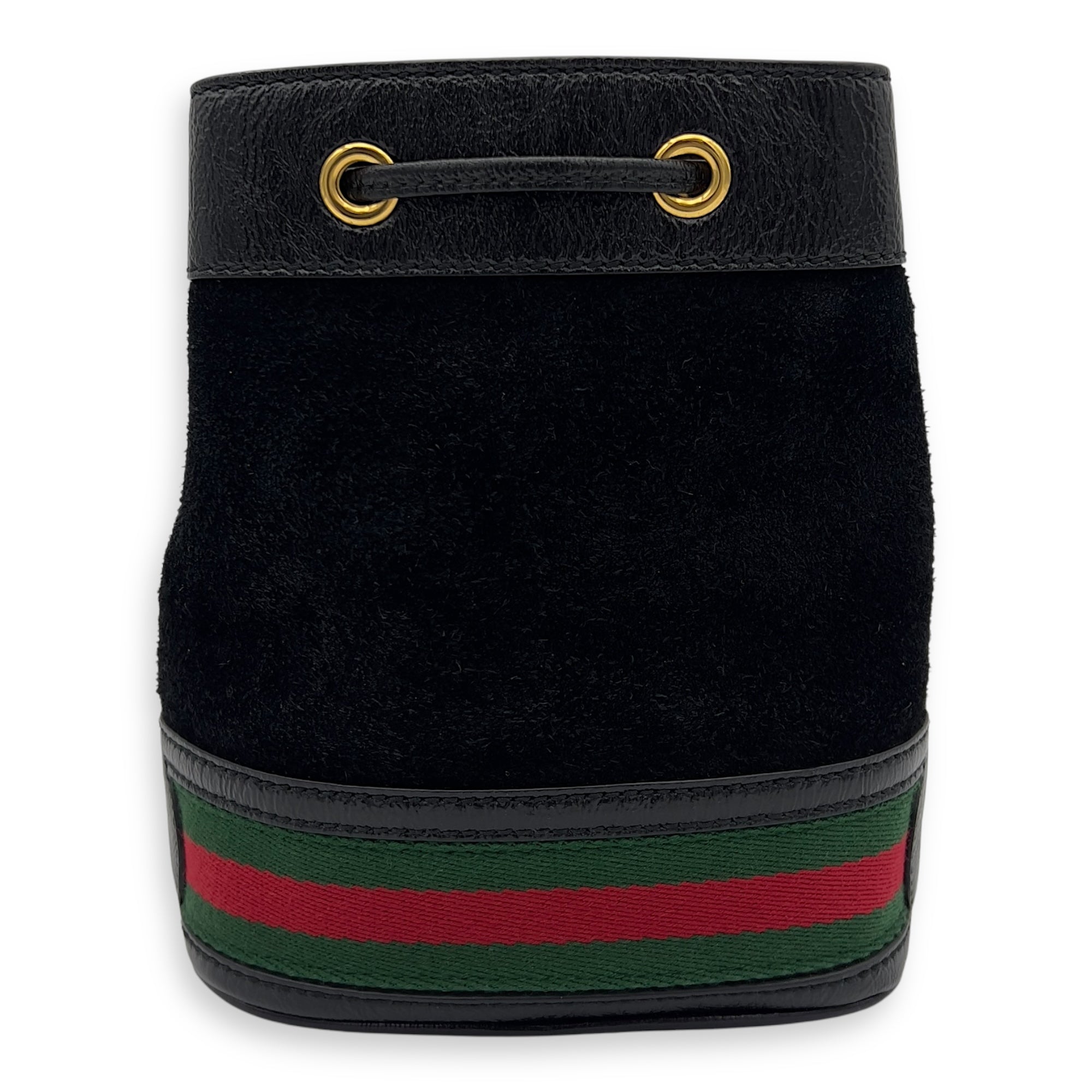 Gucci Ophidia Black Bucket Bag in Suede Leather, Gold hardware_3