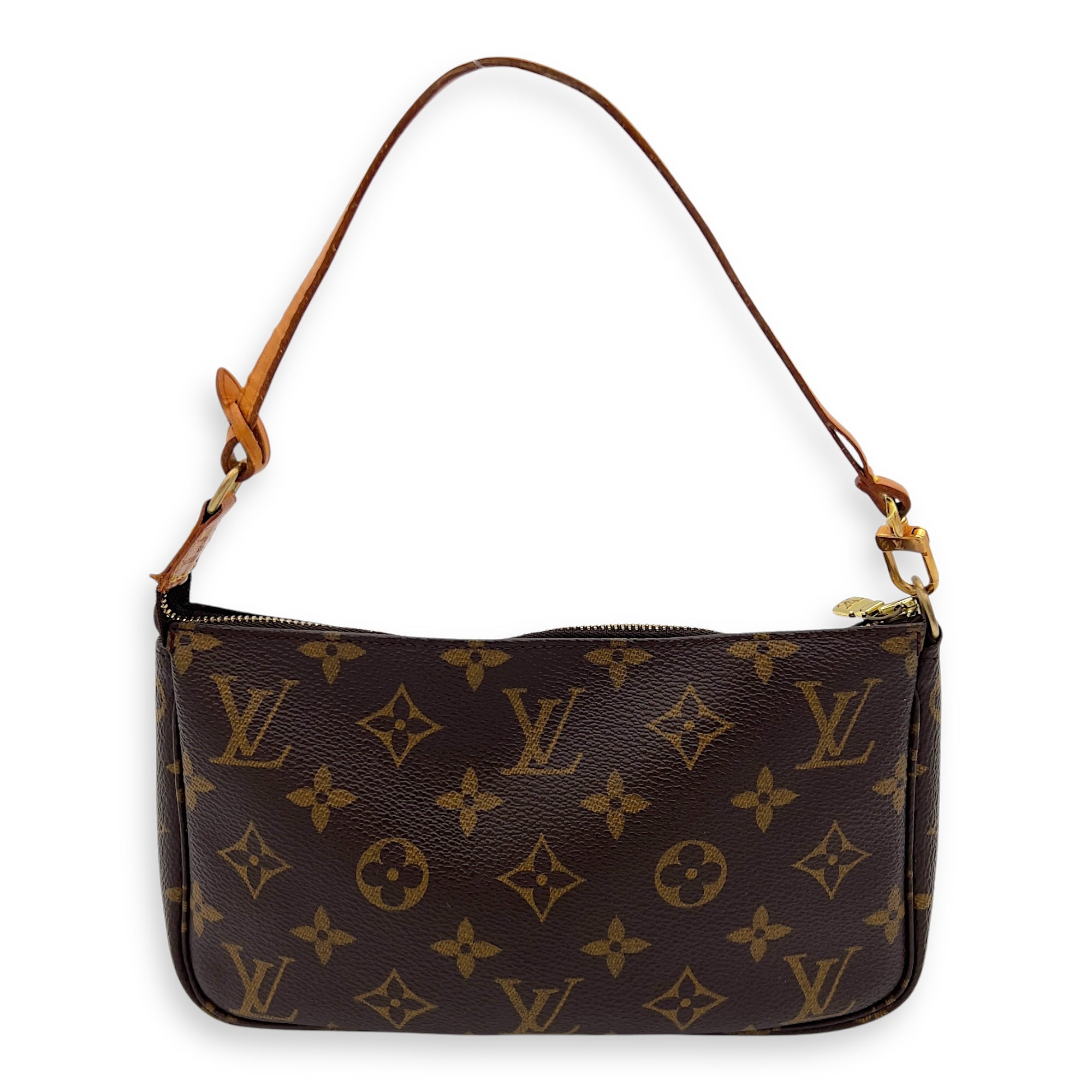 Louis Vuitton Pochette Shoulder Bag Brown in Monogram Coated Canvas, Gold hardware_2