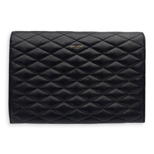 Saint Laurent Sade Envelope Black Clutch in Lambskin, Gold hardware_2