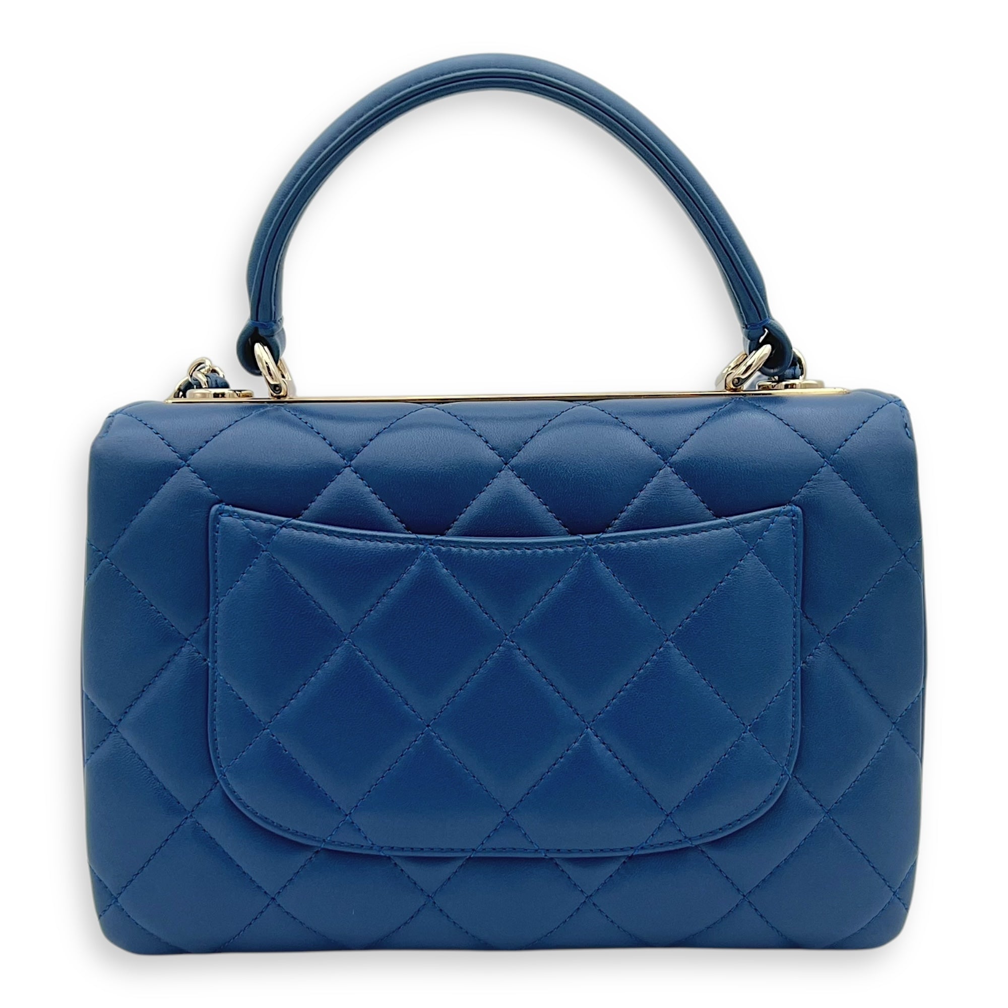 Chanel Trendy CC Top Handle Bag Blue in Lambskin, Gold hardware