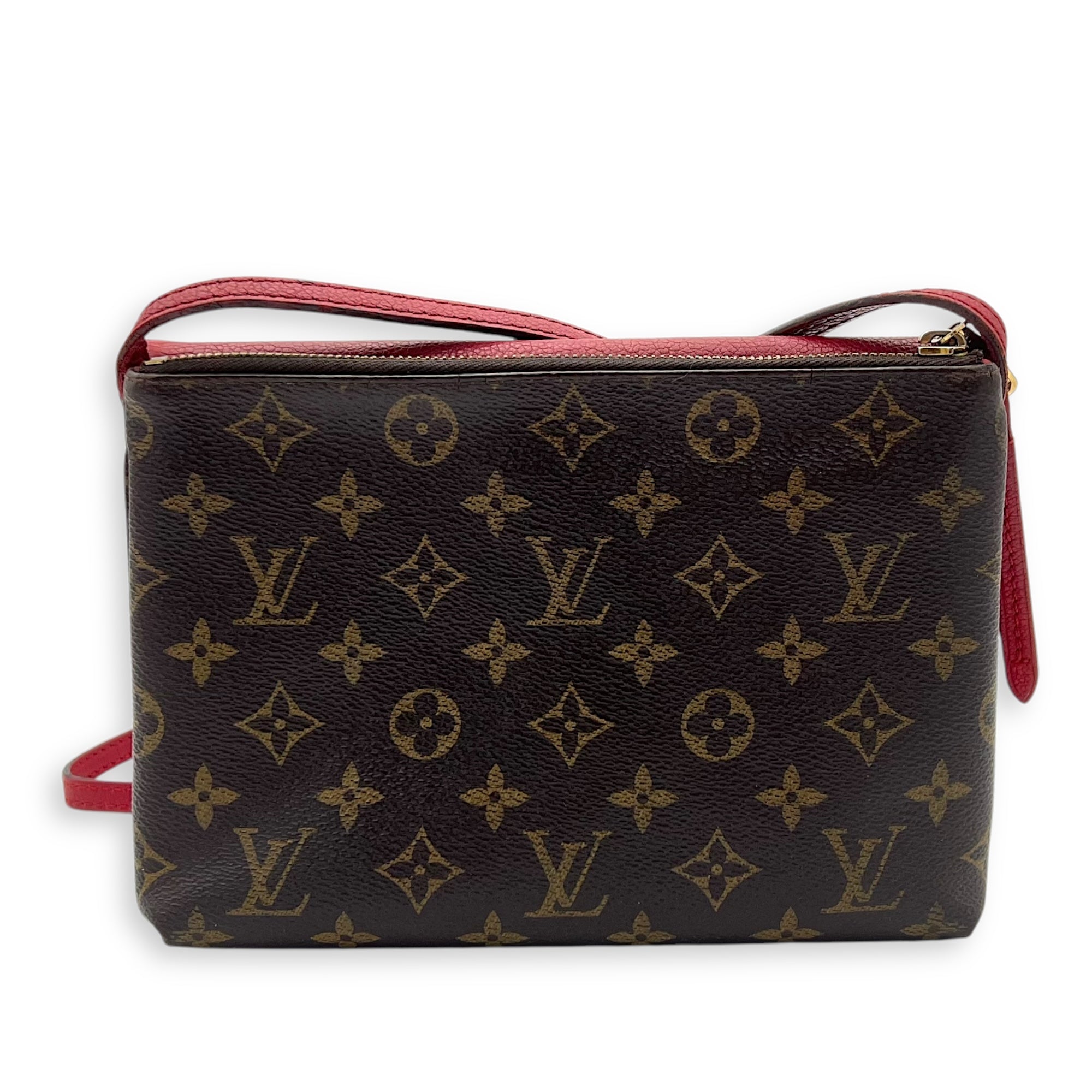 Louis Vuitton Twice Crossbody Bag Small Red in Monogram Coated Canvas, Gold hardware_2