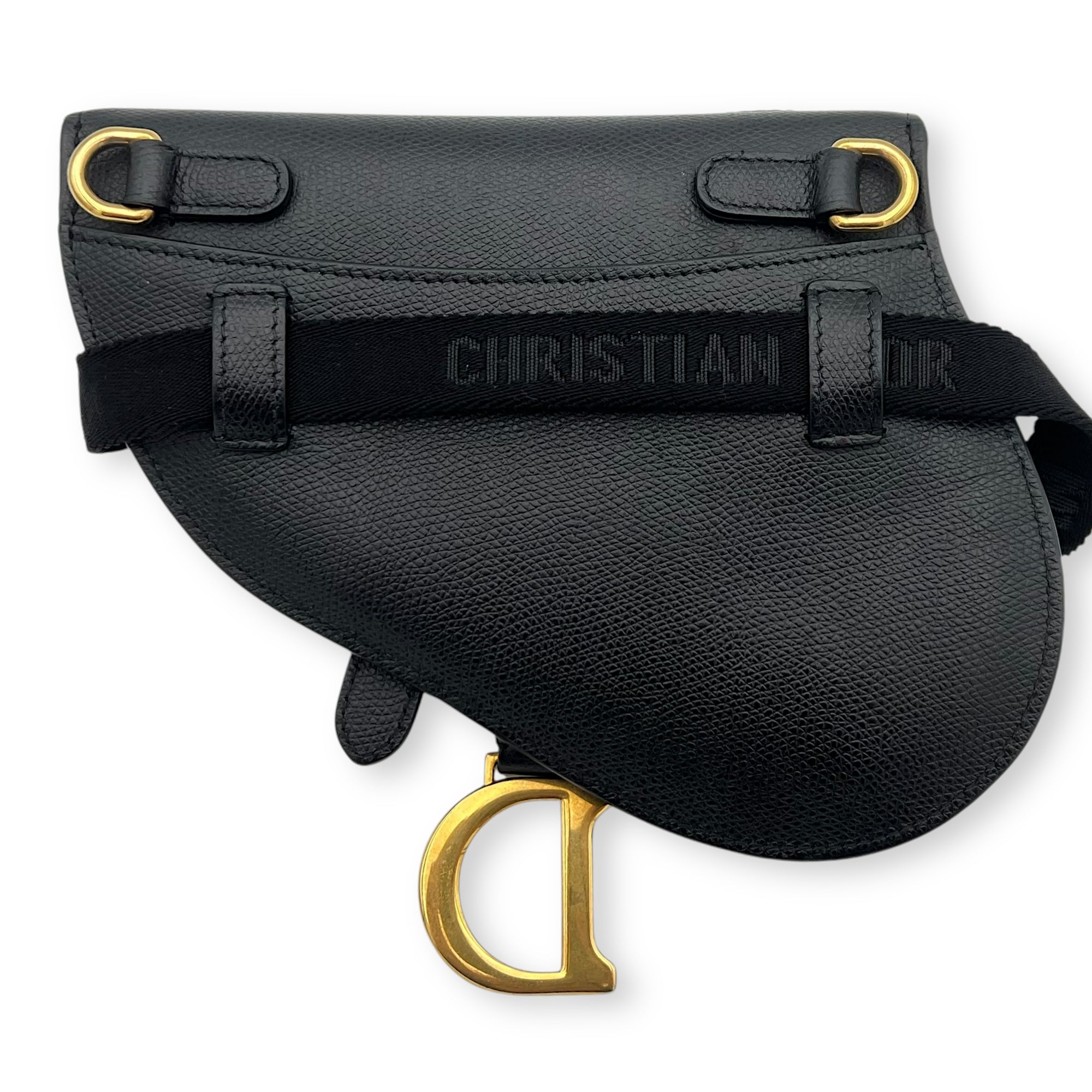 Christian Dior Saddle Belt Bag Black in Calfskin, Gold hardware_2