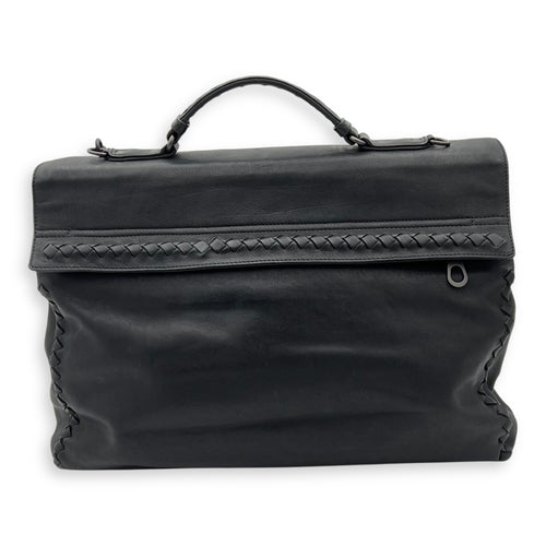 Bottega Veneta Flap Briefcase Black in Goat Leather, Ruthenium hardware_2