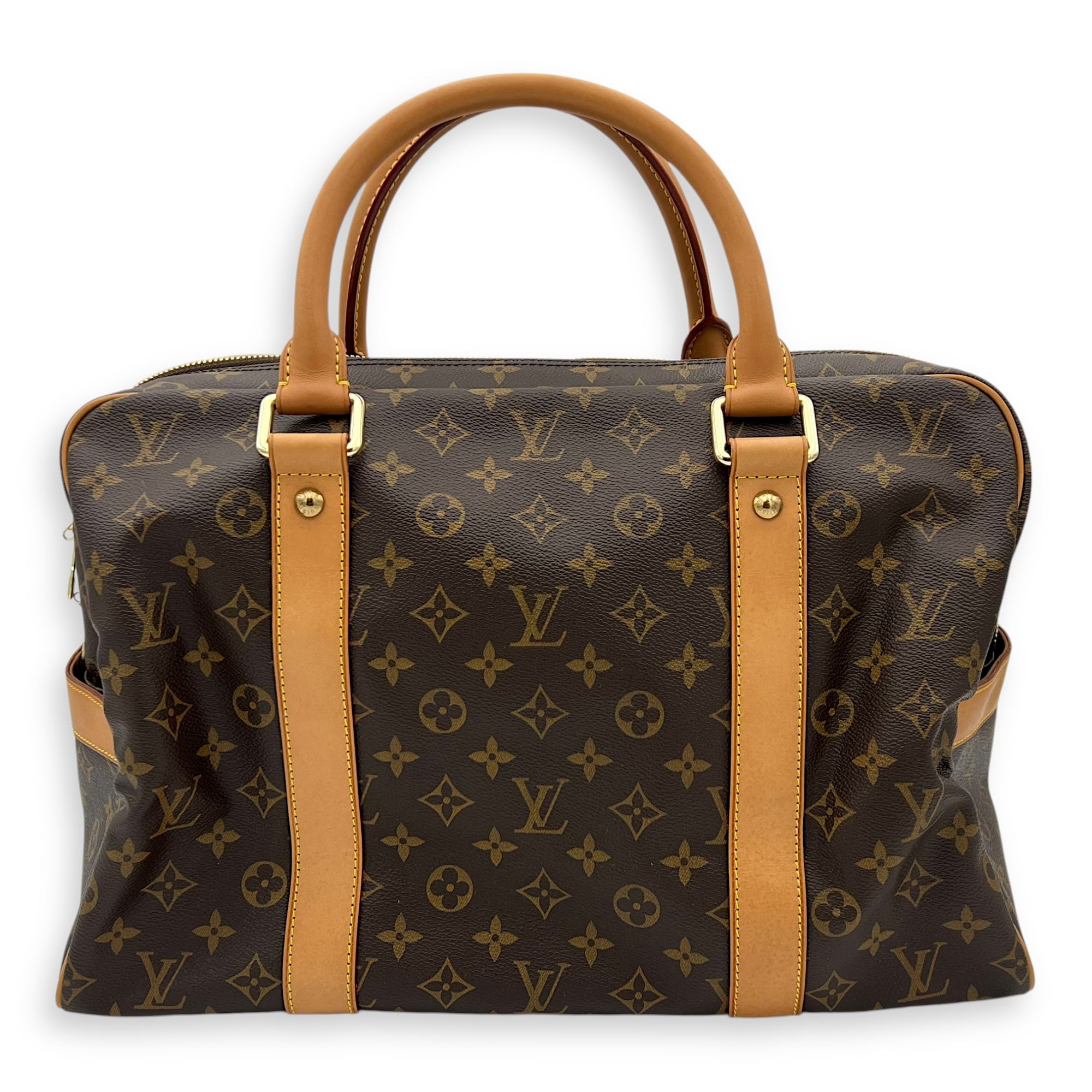 Louis Vuitton Carryall Travel Brown Top Handle Bag in Monogram Coated Canvas, Gold hardware_2