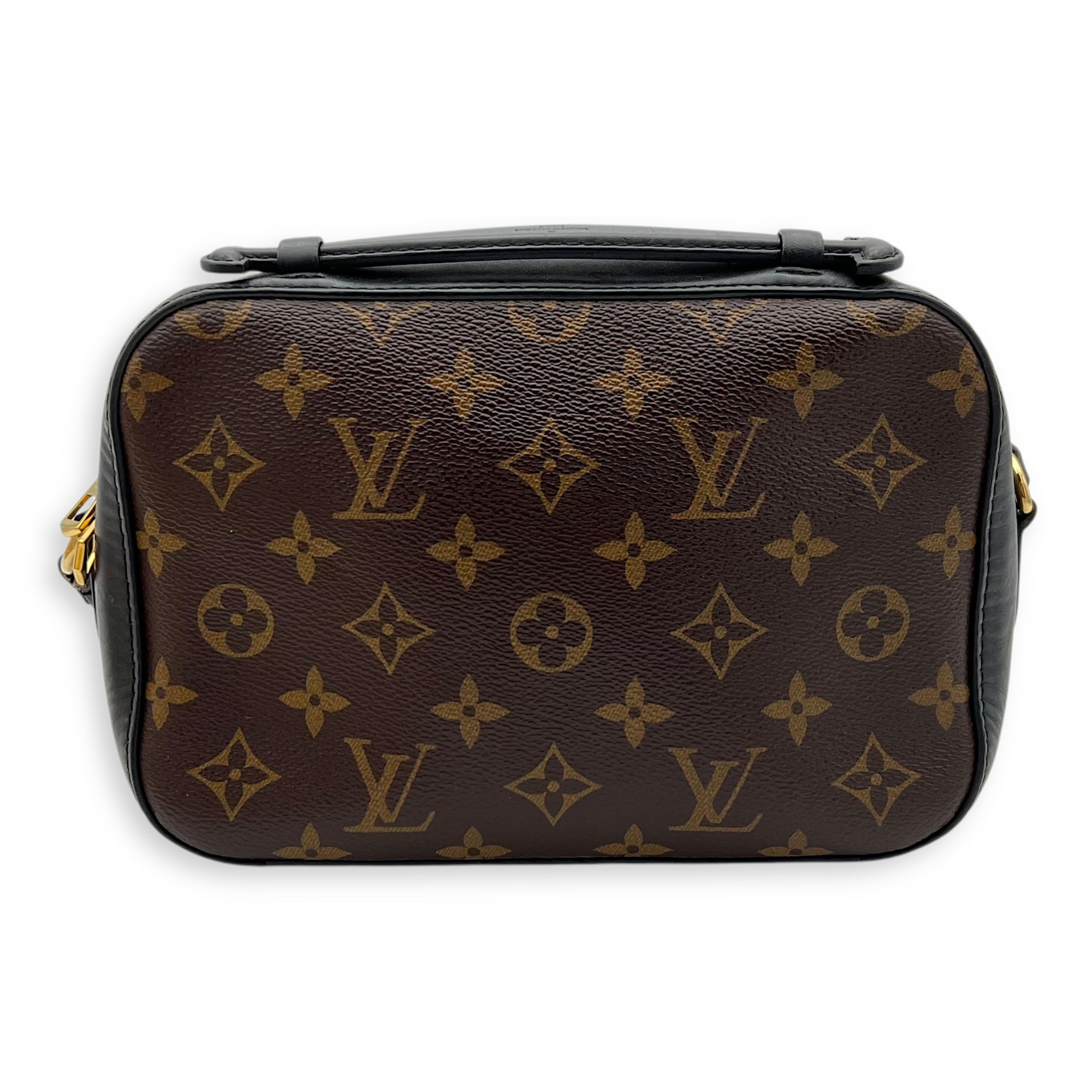 Louis Vuitton Saintonge Crossbody Bag Small Black in Monogram Coated Canvas, Gold hardware_2