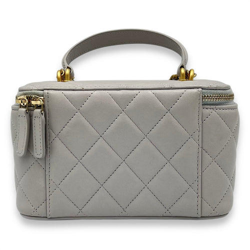 Chanel CC Vanity Bag Grey in Lambskin, Gold hardware_2