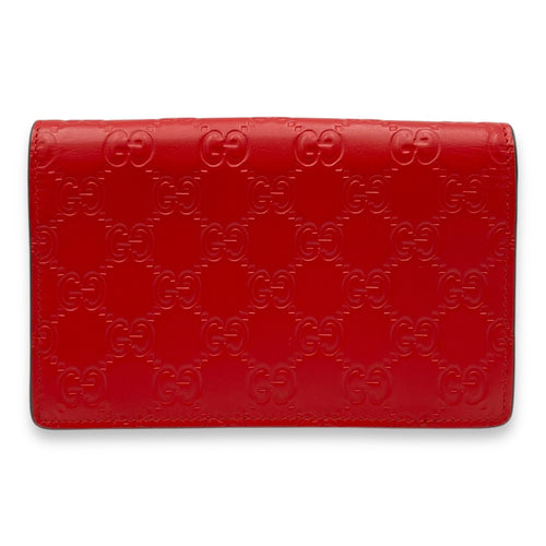 Gucci Cherry Red Wallet On Chain in Guccissima Leather, Gold hardware_2