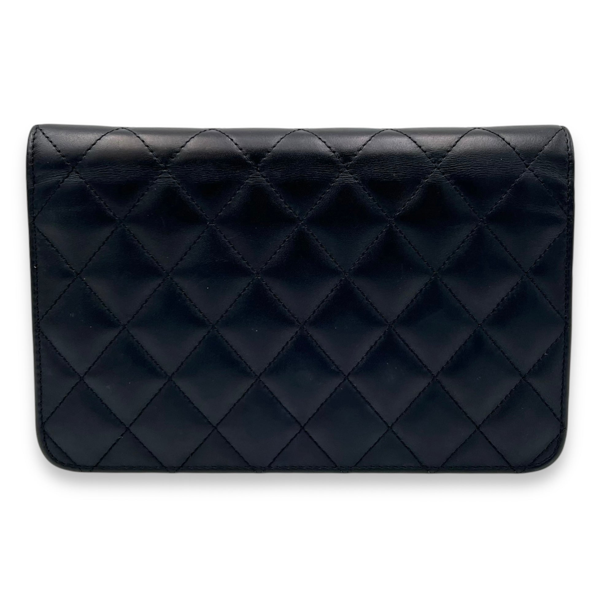 Chanel Cambon Wallet On Chain Black in Lambskin, Silver hardware_2