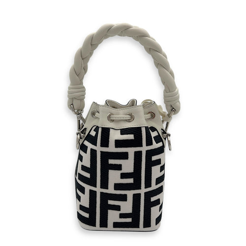 Fendi Mon Tresor Mini White Bucket Bag in Canvas, Silver hardware_2