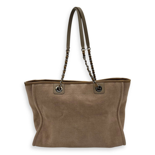 Chanel Deauville Tote Bag Brown in Canvas, Silver hardware_2