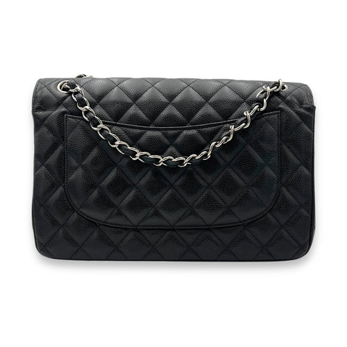 Chanel Classic Shoulder Bag Jumbo Black in Caviar Leather, Silver hardware_2