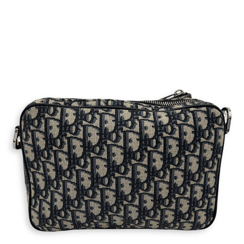 Christian Dior Triple Pouch Shoulder Bag Blue in Jacquard, Silver hardware_2