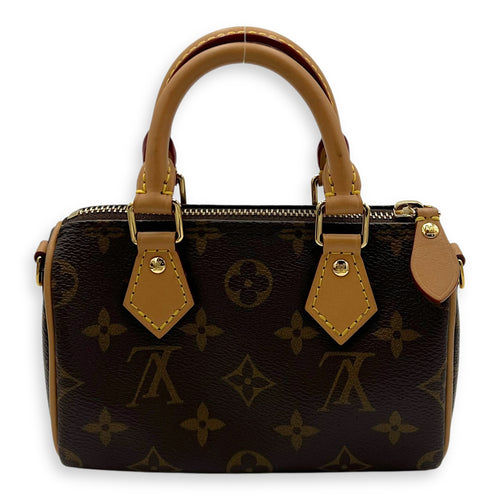 Louis Vuitton Speedy Top Handle Bag Nano Brown in Monogram Coated Canvas, Gold hardware_2