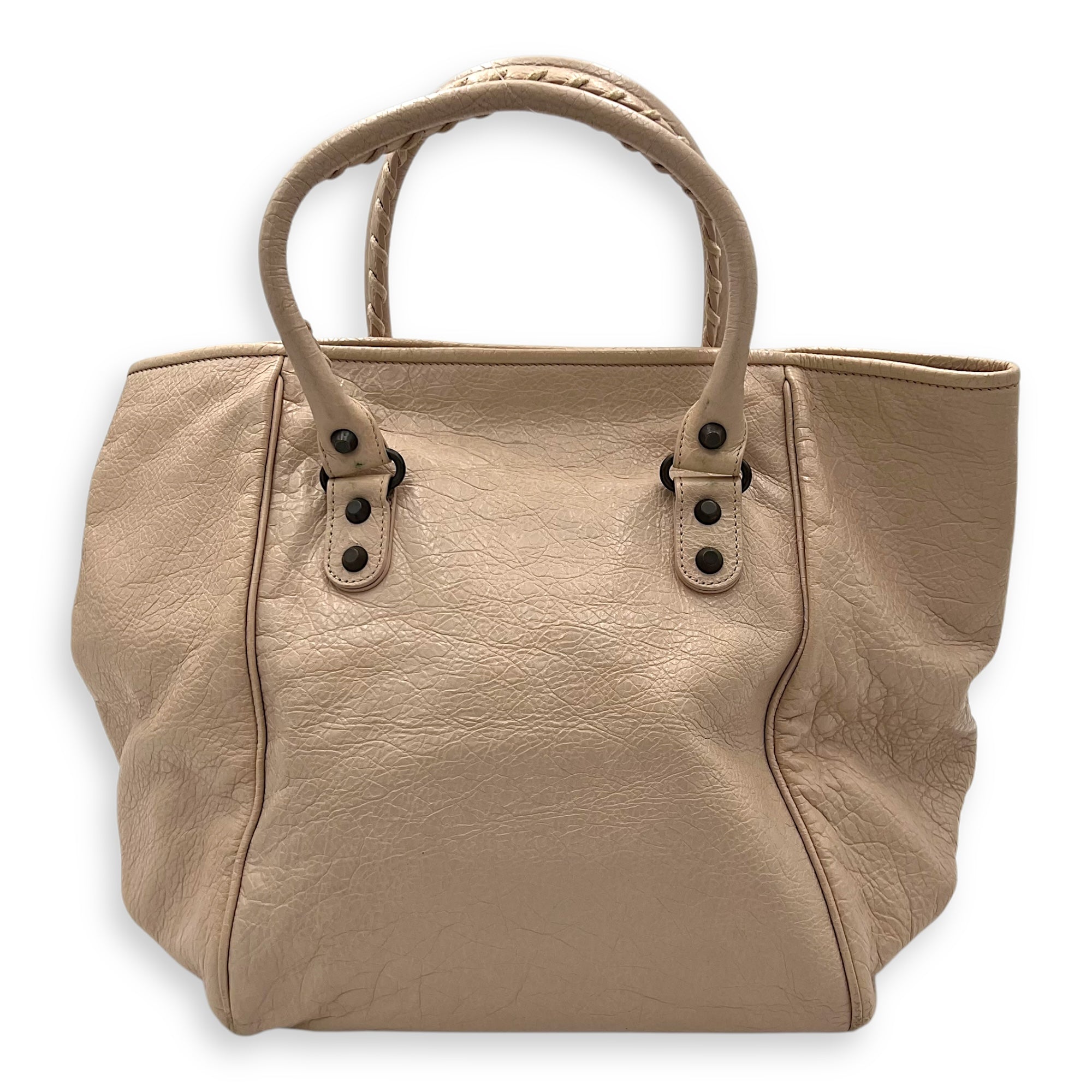 Balenciaga Sunday Beige Top Handle Bag in Goat Leather, Ruthenium-finish Brass hardware_2