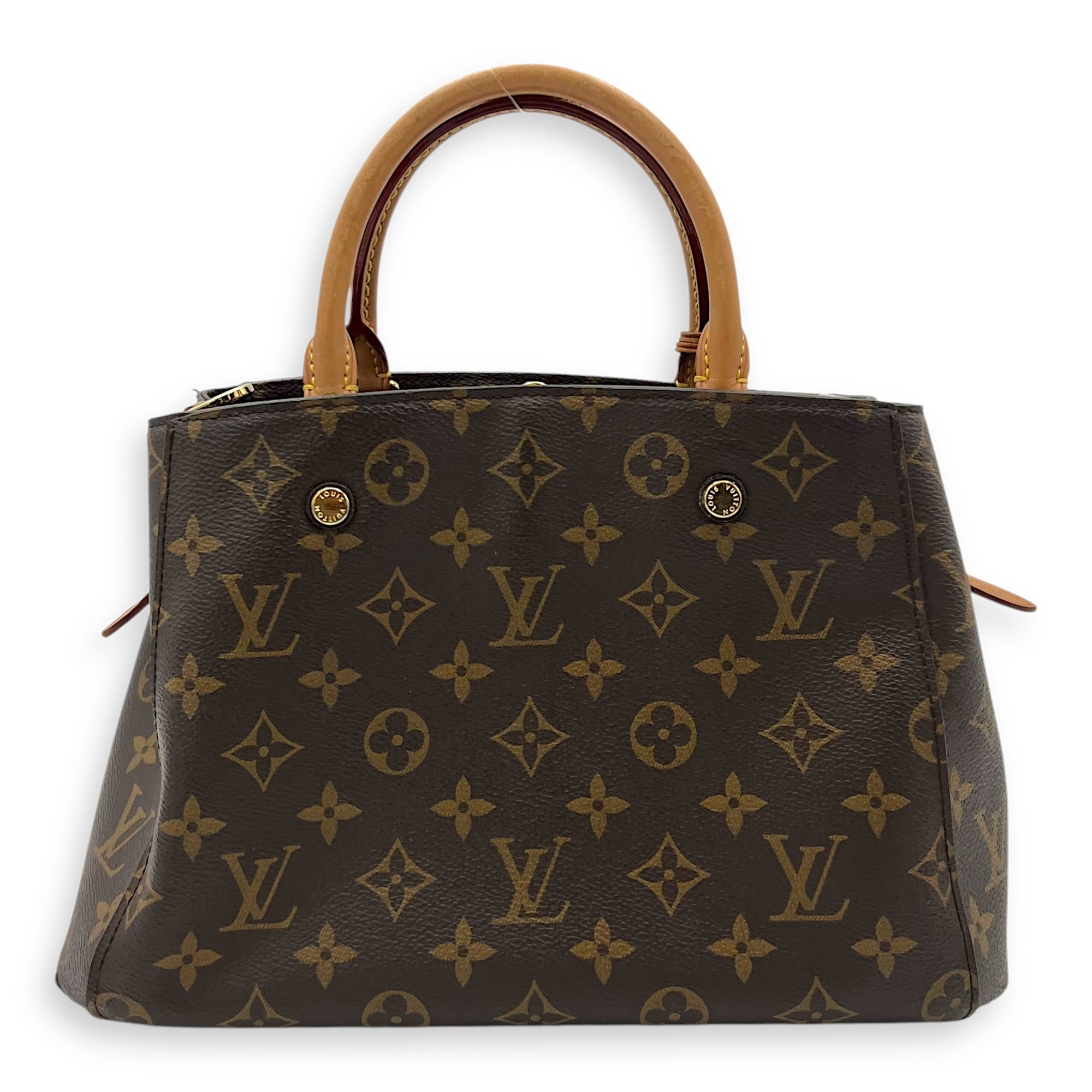 Louis Vuitton Montaigne Top Handle Bag BB Brown in Monogram Coated Canvas, Gold hardware_2