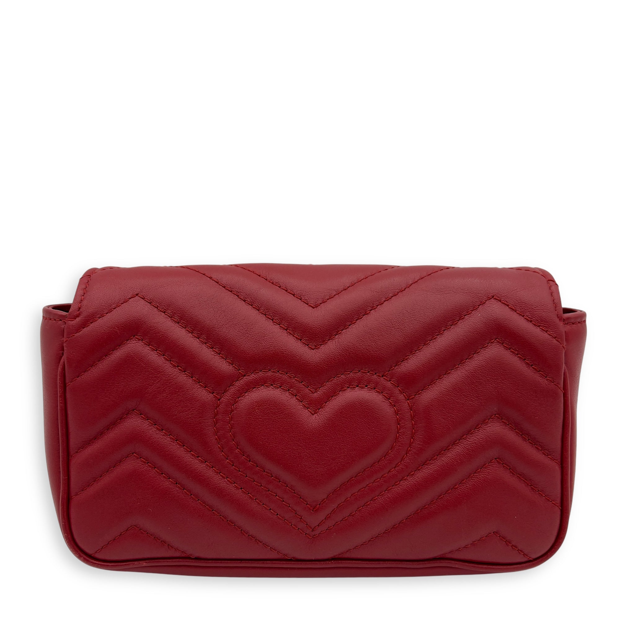 Gucci GG Marmont Crossbody Bag Mini Red in Calfskin, Gold hardware_2