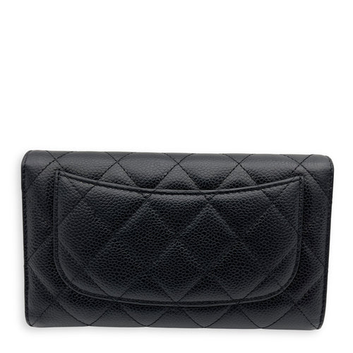 Chanel Classic Black Wallet in Caviar Leather, Silver hardware_2