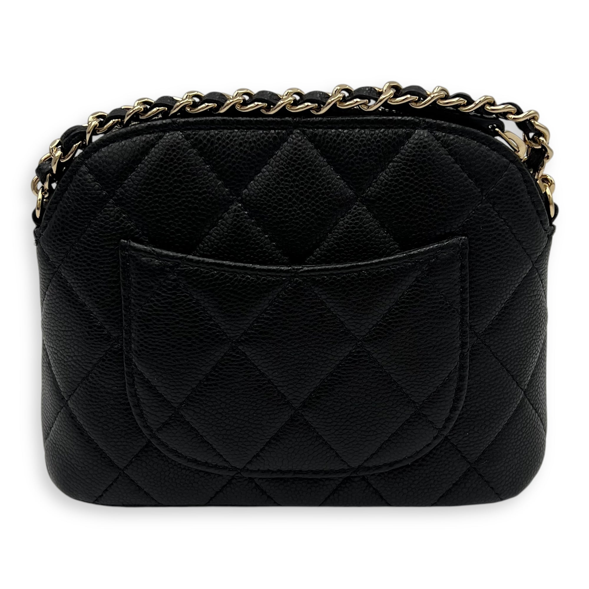 Chanel 24S Quilted Crossbody Bag Mini Black in Caviar Leather, Gold hardware_2