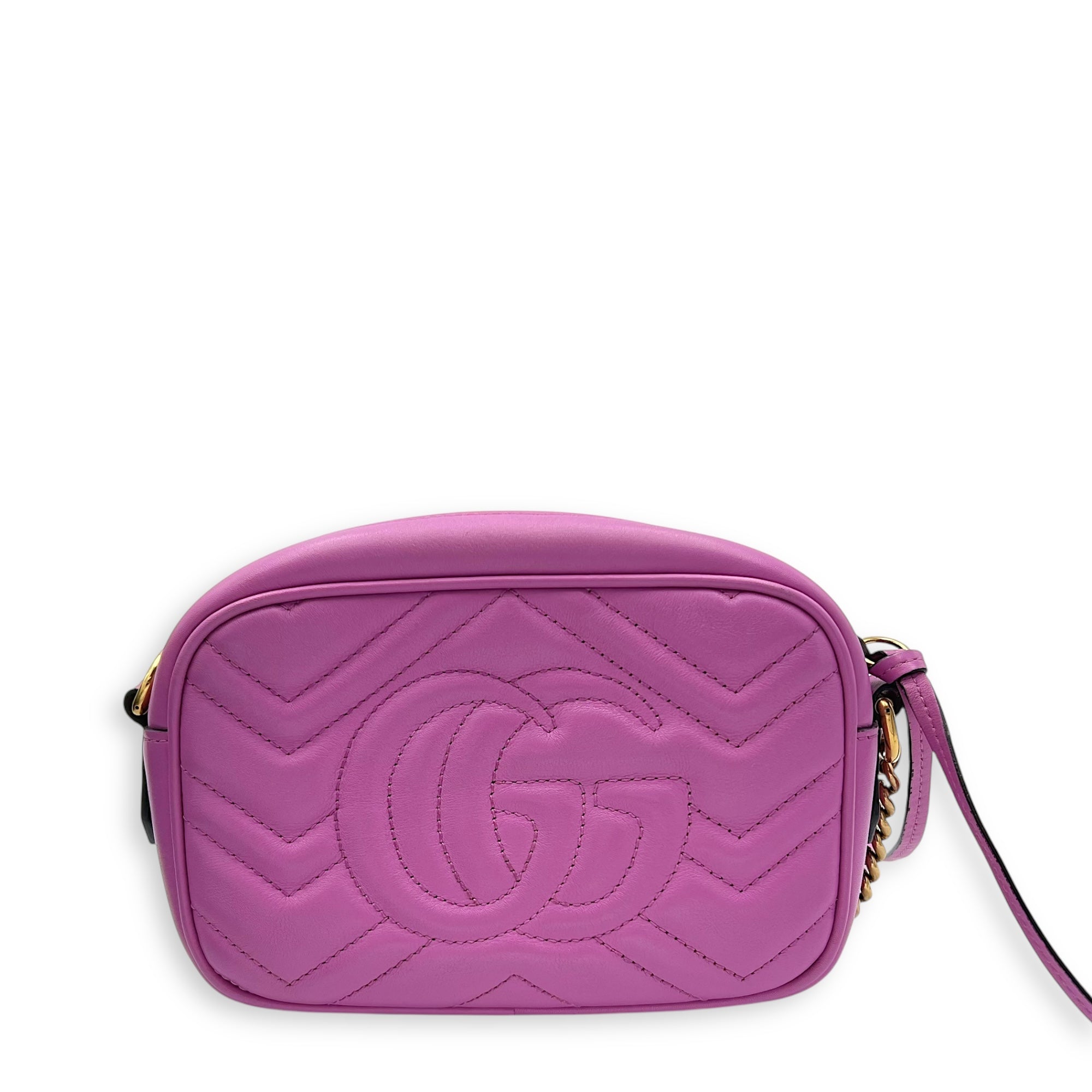 Gucci GG Marmont Crossbody Bag Small Pink in Calfskin, Gold hardware_2