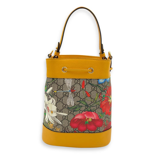 Gucci Ophidia Bucket Bag Yellow in Coated Canvas, Gold hardware_2