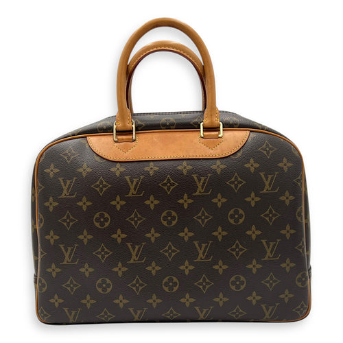 Louis Vuitton Deauville MM Brown Top Handle Bag in Monogram Coated Canvas, Gold hardware_2