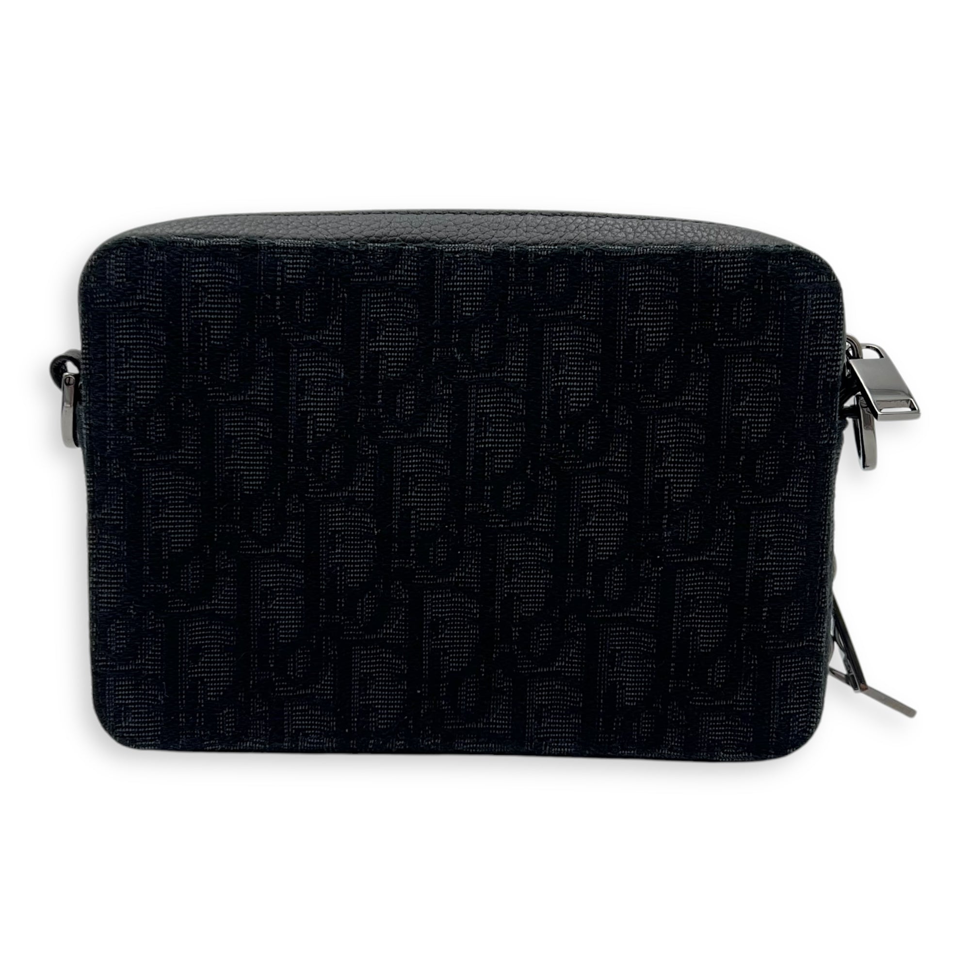 Christian Dior Triple Pouch Crossbody Bag Black in Jacquard, Silver hardware_2