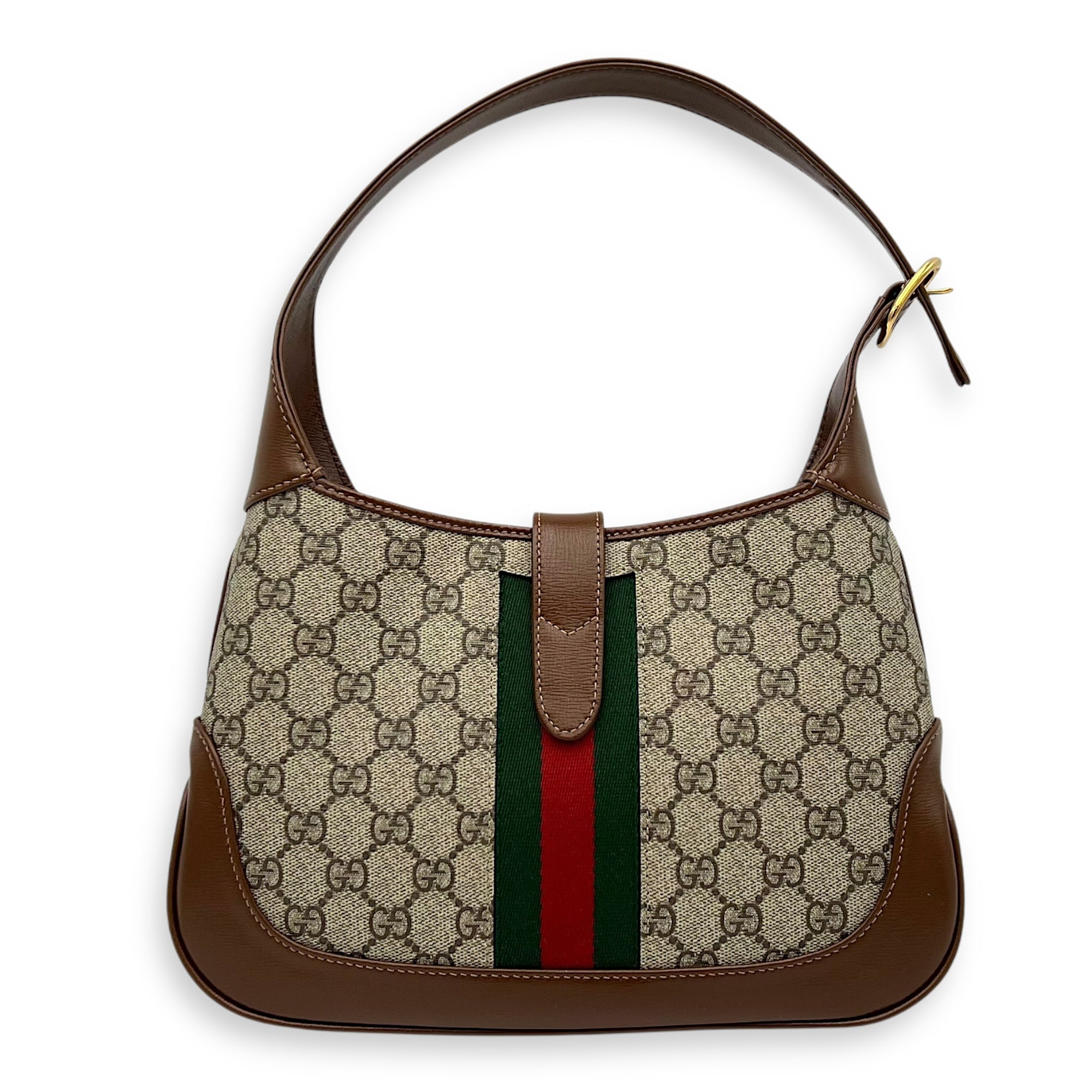 Gucci Jackie 1961 Small Grey Shoulder Bag in Coated Canvas, Gold hardware_2